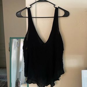 Free People Intimately Black Flowy Shirt Size Large